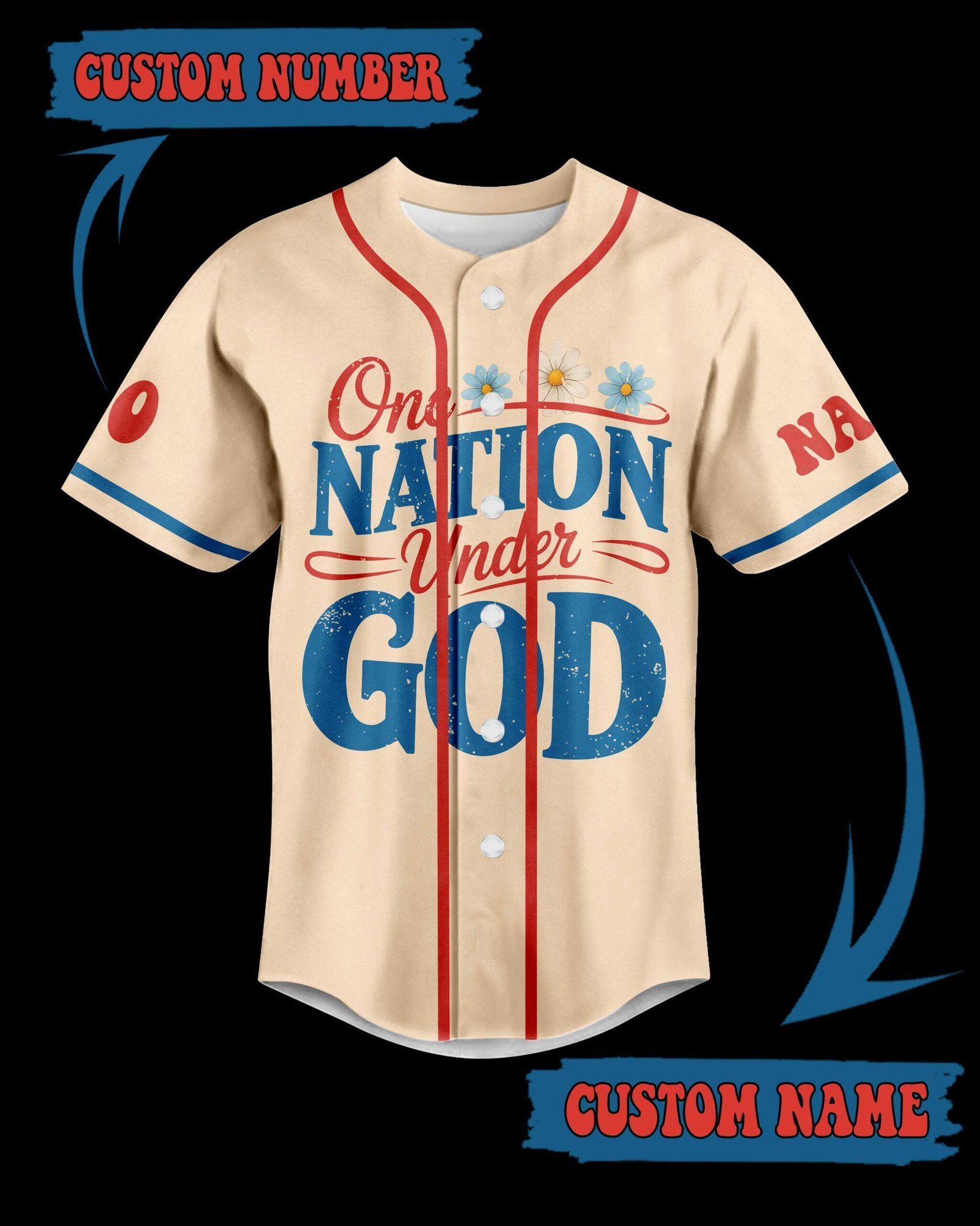 One Nation Under God All Over Print Custom Jersey - Image 5